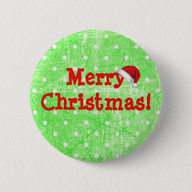 Macaron Rond 5 Cm Bouton Casquette du Père Noël Joyeux (Devant)