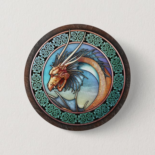 Macaron Rond 5 Cm Bouton celtique de dragon (Devant)