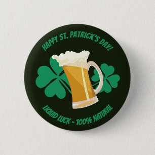 Macaron Rond 5 Cm Bouton chance liquide Saint Patrick's Day
