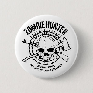 Macaron Rond 5 Cm Bouton Chasseur de zombie