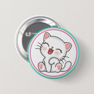 Macaron Rond 5 Cm Bouton Chat