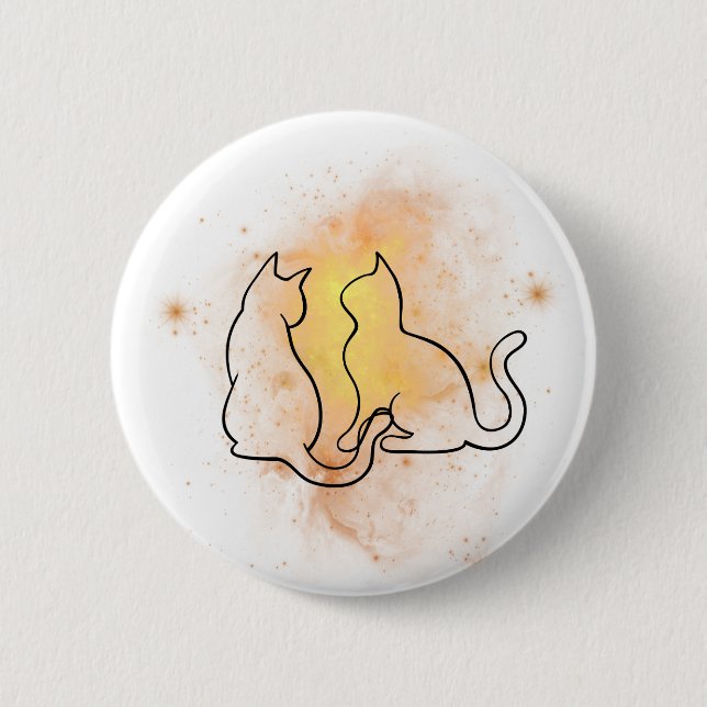 Macaron Rond 5 Cm Bouton Chat aquarelle (Devant)