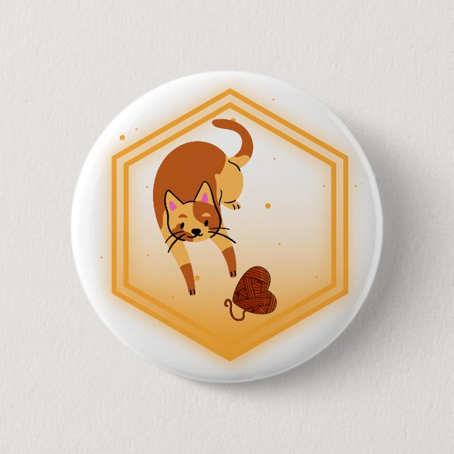 Macaron Rond 5 Cm Bouton Chat avec fil (Devant)