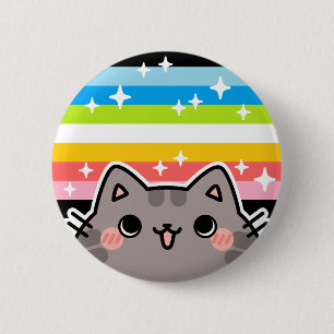 Macaron Rond 5 Cm Bouton Chat de drapeau de la gay lesbienne