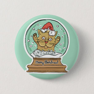 Macaron Rond 5 Cm Bouton Chat de Noël sympa