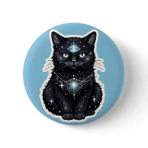 Bouton Chat Galaxie Mystique – Troisième Œil Cosmi