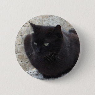 Macaron Rond 5 Cm Bouton Chat noir