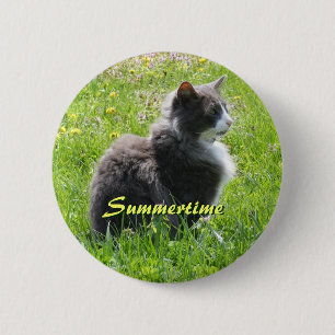 Macaron Rond 5 Cm Bouton Chat Sunshine