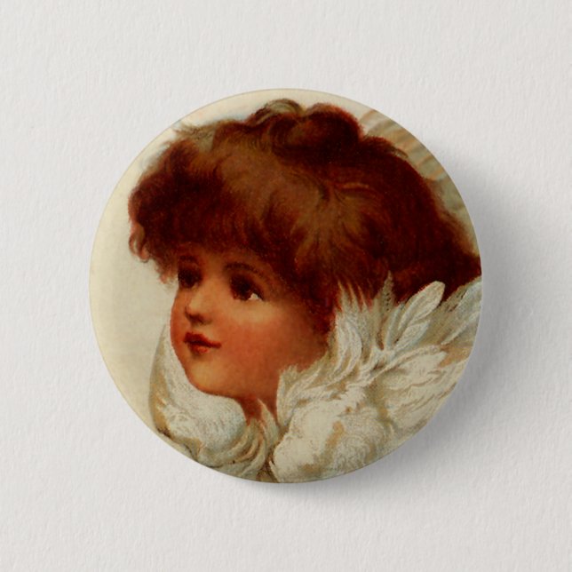 Macaron Rond 5 Cm Bouton Cherub Angel (Devant)