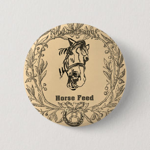 Macaron Rond 5 Cm Bouton CHEVAL SAC DE SEMOULES DE PAVOT