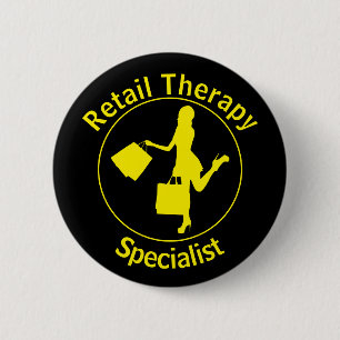 Macaron Rond 5 Cm Bouton Chic Fun Jaune 'Retail Therapist'