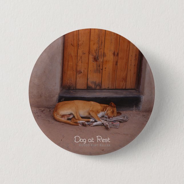 Macaron Rond 5 Cm Bouton Chien au repos (Devant)