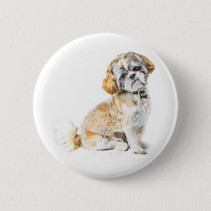 Macaron Rond 5 Cm Bouton Chih Tzu Dog Badton