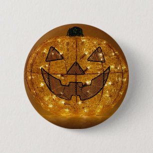 Macaron Rond 5 Cm Bouton Citrouille d'Halloween très effrayant