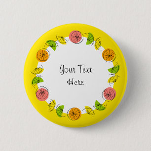 Macaron Rond 5 Cm Bouton Citrus Cercle de texte jaune rond