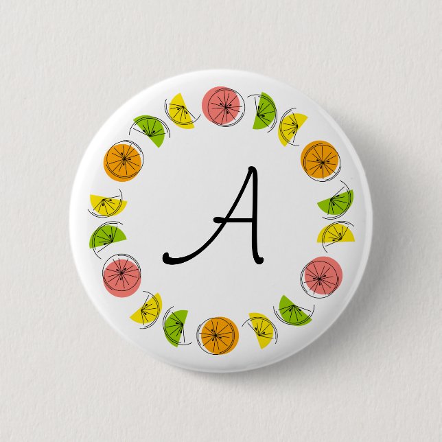 Macaron Rond 5 Cm bouton Citrus Multi Circle Monogramme rond (Devant)