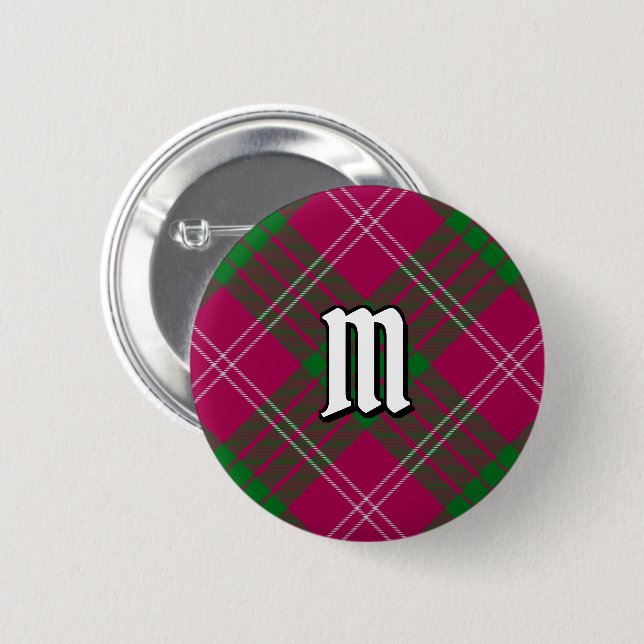 Macaron Rond 5 Cm Bouton Clan Crawford Tartan (Devant & derrière)