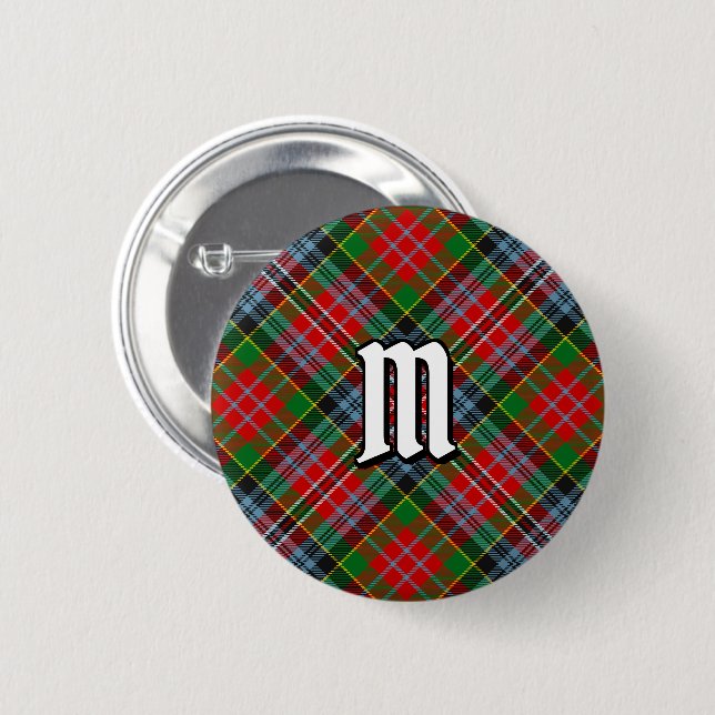 Macaron Rond 5 Cm Bouton Clan MacPherson Tartan (Devant & derrière)