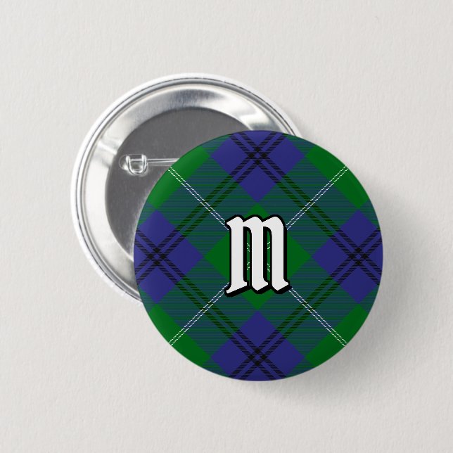 Macaron Rond 5 Cm Bouton Clan Oliphant Tartan (Devant & derrière)