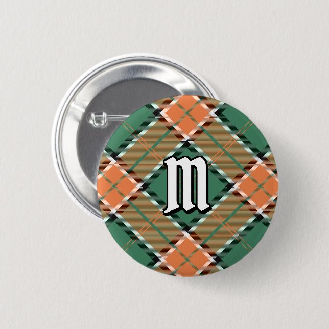 Macaron Rond 5 Cm Bouton Clan Pollock Tartan (Devant & derrière)