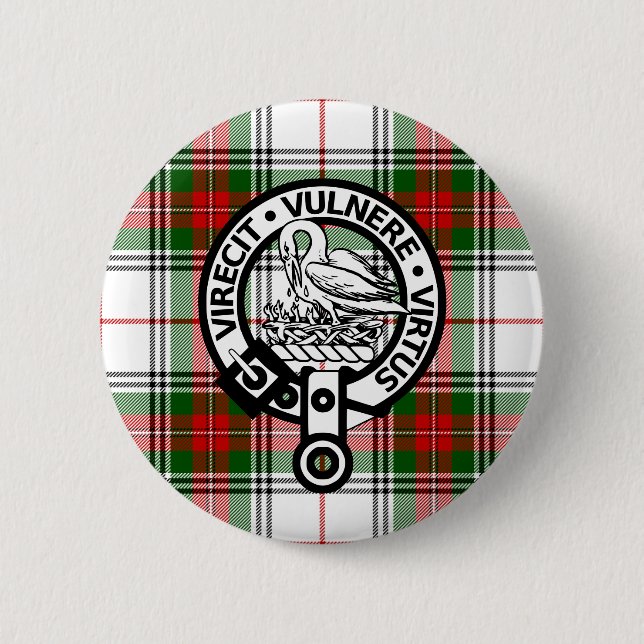Macaron Rond 5 Cm Bouton Clan Stewart Tartan Crest (Devant)