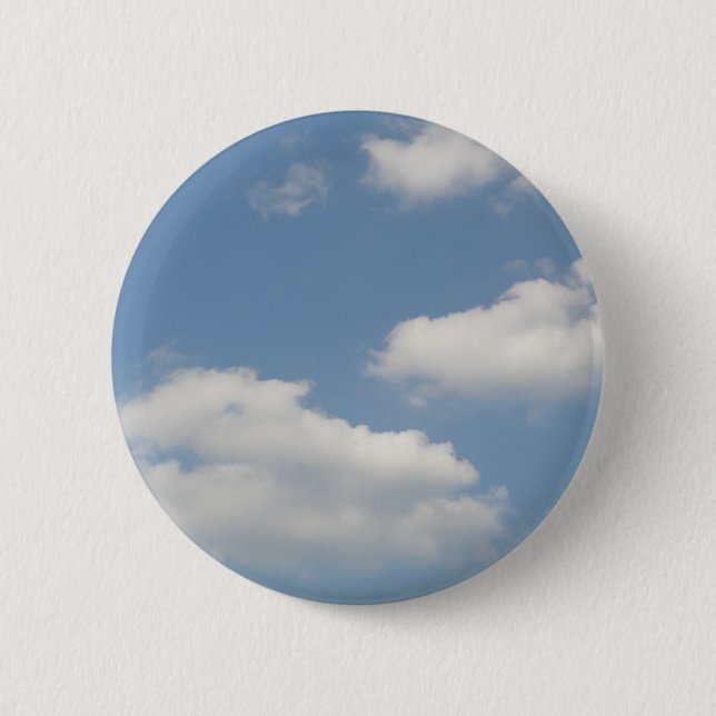 Macaron Rond 5 Cm Bouton Clouds de cumulus blanc fluffé (Devant)