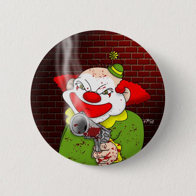 Macaron Rond 5 Cm Bouton Clown du tueur (Devant)