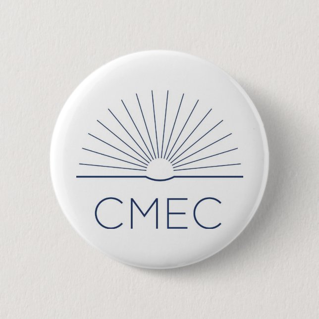 Macaron Rond 5 Cm Bouton CMEC - blanc avec logo de la marine (Devant)