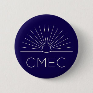Macaron Rond 5 Cm Bouton CMEC - Marine avec logo blanc
