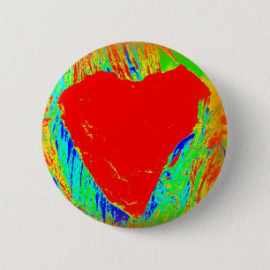 Macaron Rond 5 Cm bouton coeur abstrait rouge