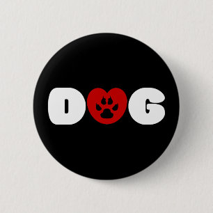 Macaron Rond 5 Cm Bouton Coeur amour chien