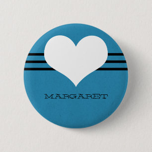Macaron Rond 5 Cm Bouton Coeur bleu moderne