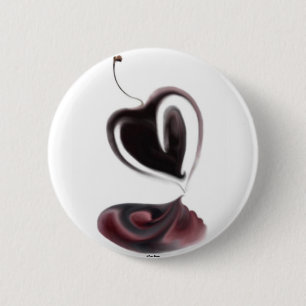 Macaron Rond 5 Cm Bouton Coeur cerise