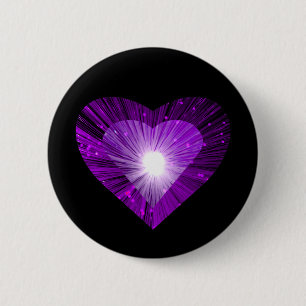 Macaron Rond 5 Cm Bouton 'Coeur de coeur pourpre' noir