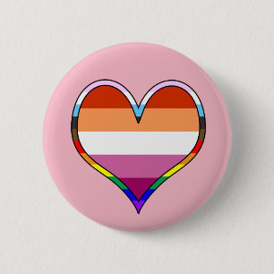 Macaron Rond 5 Cm Bouton Coeur de fierté lesbienne