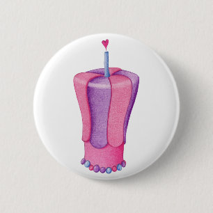 Macaron Rond 5 Cm Bouton Coeur de gâteau rose
