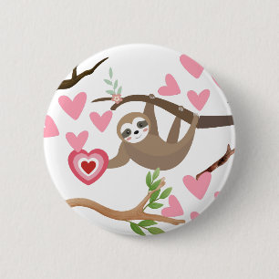 Macaron Rond 5 Cm Bouton Coeur de Sloth