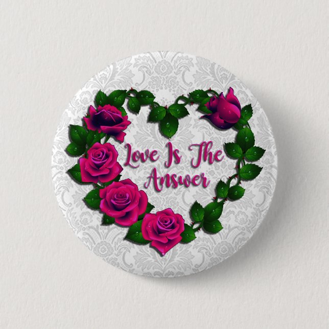 Macaron Rond 5 Cm Bouton Coeur de vigne rose (Devant)