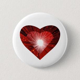 Macaron Rond 5 Cm Bouton 'coeur' du coeur rouge blanc