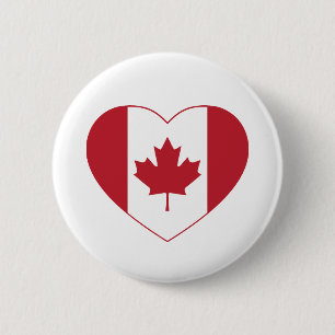 Macaron Rond 5 Cm Bouton Coeur du drapeau du Canada
