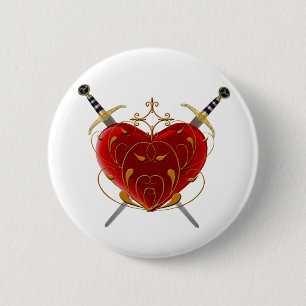 Macaron Rond 5 Cm Bouton Coeur et poignards