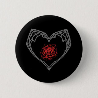 Macaron Rond 5 Cm Bouton Cœur et Rose