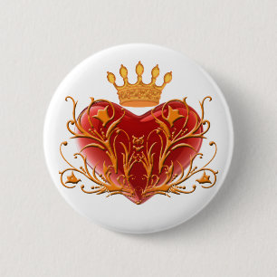 Macaron Rond 5 Cm Bouton Coeur Filigree Crown