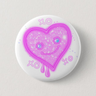 Macaron Rond 5 Cm Bouton Coeur Kawaii "XO, XO, XO"