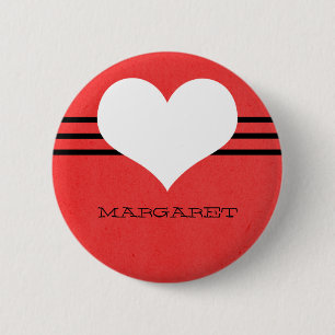 Macaron Rond 5 Cm Bouton Coeur moderne rouge