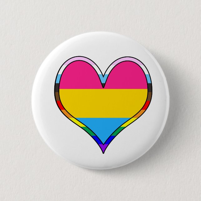 Macaron Rond 5 Cm Bouton Coeur Pan Pride (Devant)