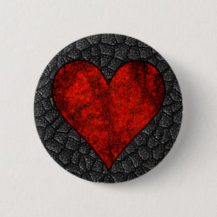 Macaron Rond 5 Cm Bouton Coeur Pierre rouge