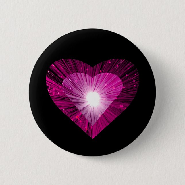 Macaron Rond 5 Cm Bouton Coeur rose 'coeur' rond noir (Devant)