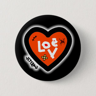 Macaron Rond 5 Cm Bouton Coeur vétéran (connaît l'amour)