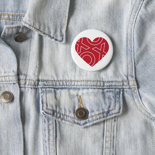 Macaron Rond 5 Cm Bouton Coeur XOXO (En situation)